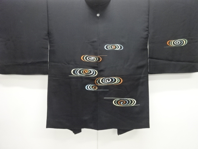 観世水模様刺繍一つ紋絵羽織